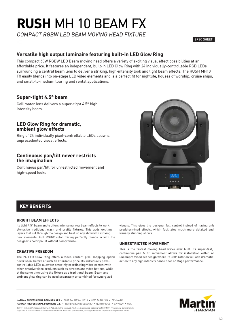 Imagen de la primera página del manual del dispositivo RUSH MH 10 Beam FX