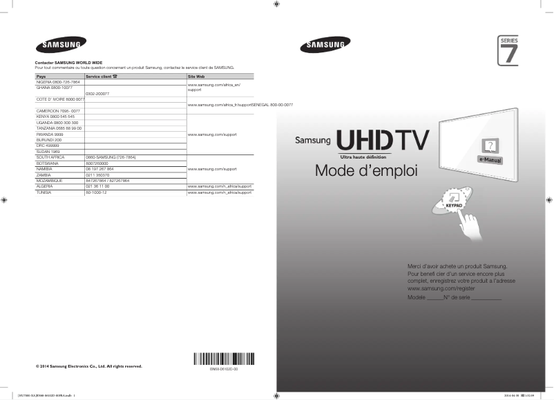 Página 1 del manual Guía de instalación Samsung UA40HU7000U