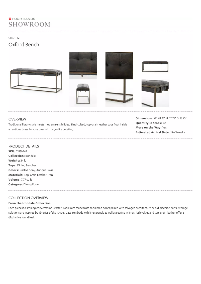 Página nº 1 - Manual de usuario Four Hands CIRD-142