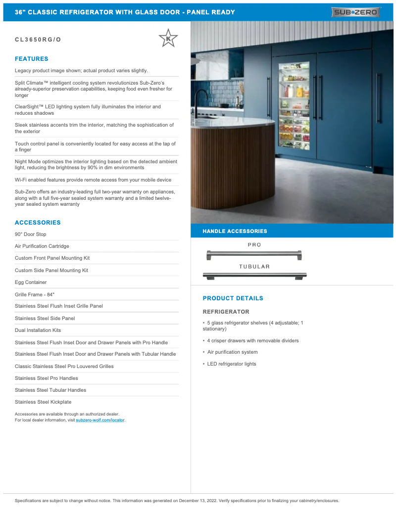 Página 1 del manual Manual de usuario Sub-Zero CL3650RO