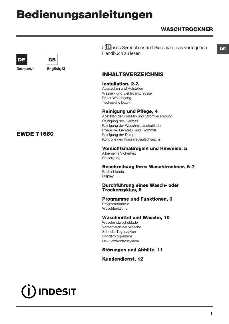 Imagen de la primera página del manual del dispositivo EWDE 71680 W DE