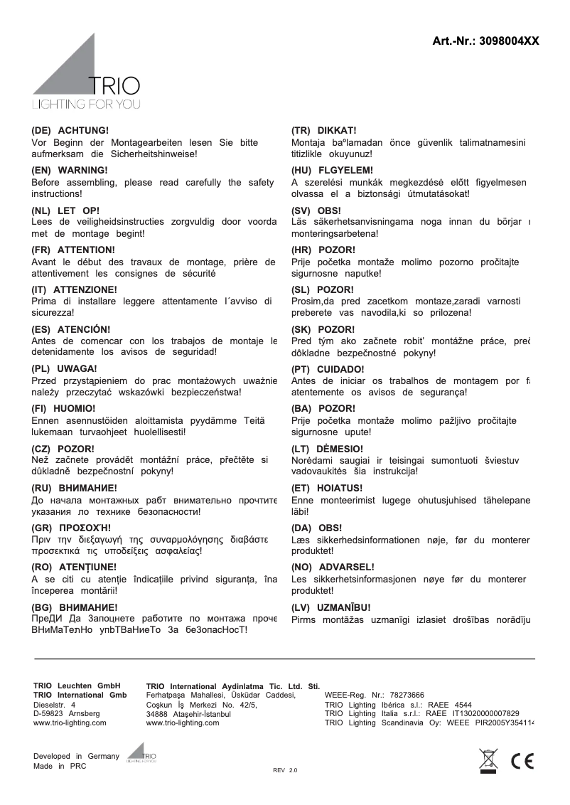 Imagen de la primera página del manual del dispositivo Baron 309800431