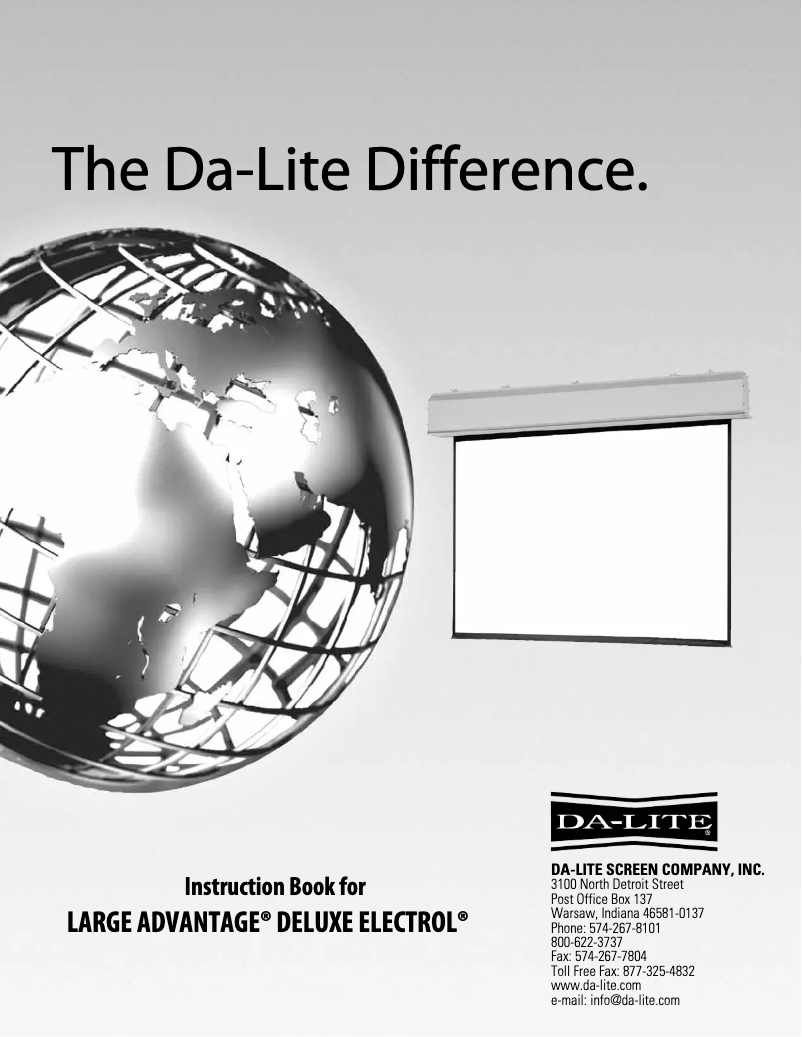 Página nº 1 - Manual de usuario Da-Lite Large Advantage Deluxe Electrol 36861