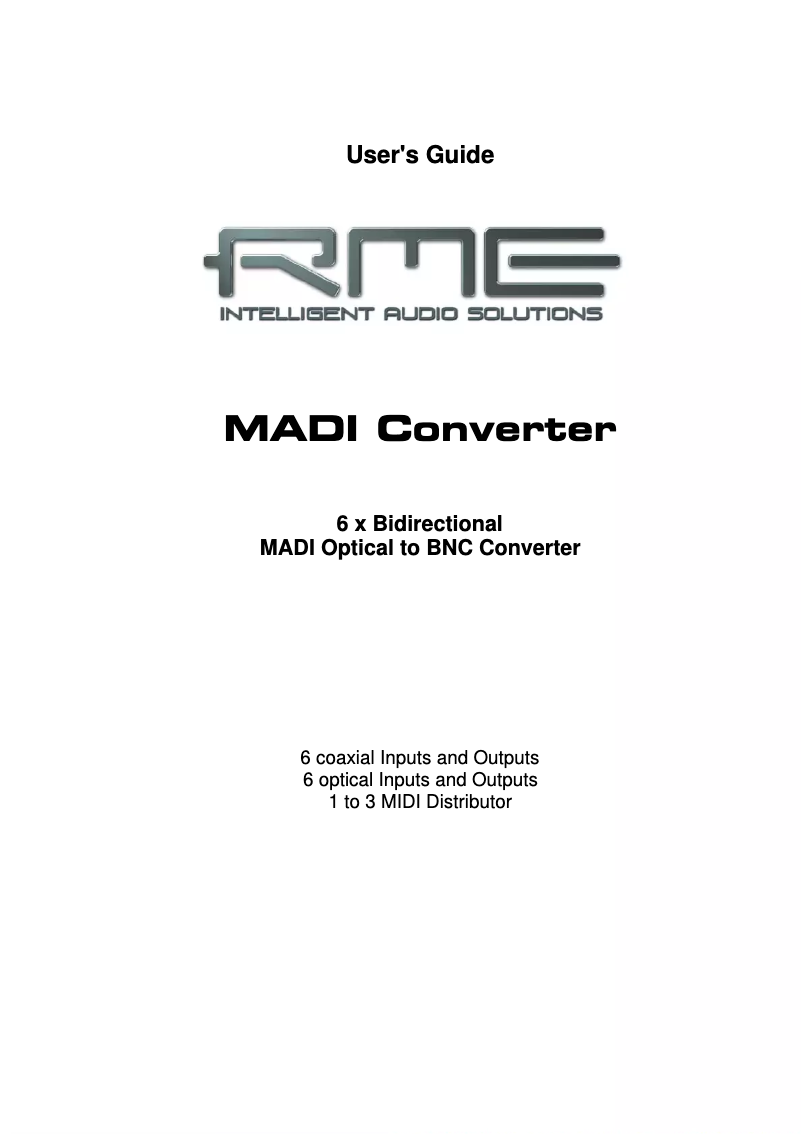Imagen de la primera página del manual del dispositivo MADI Converter