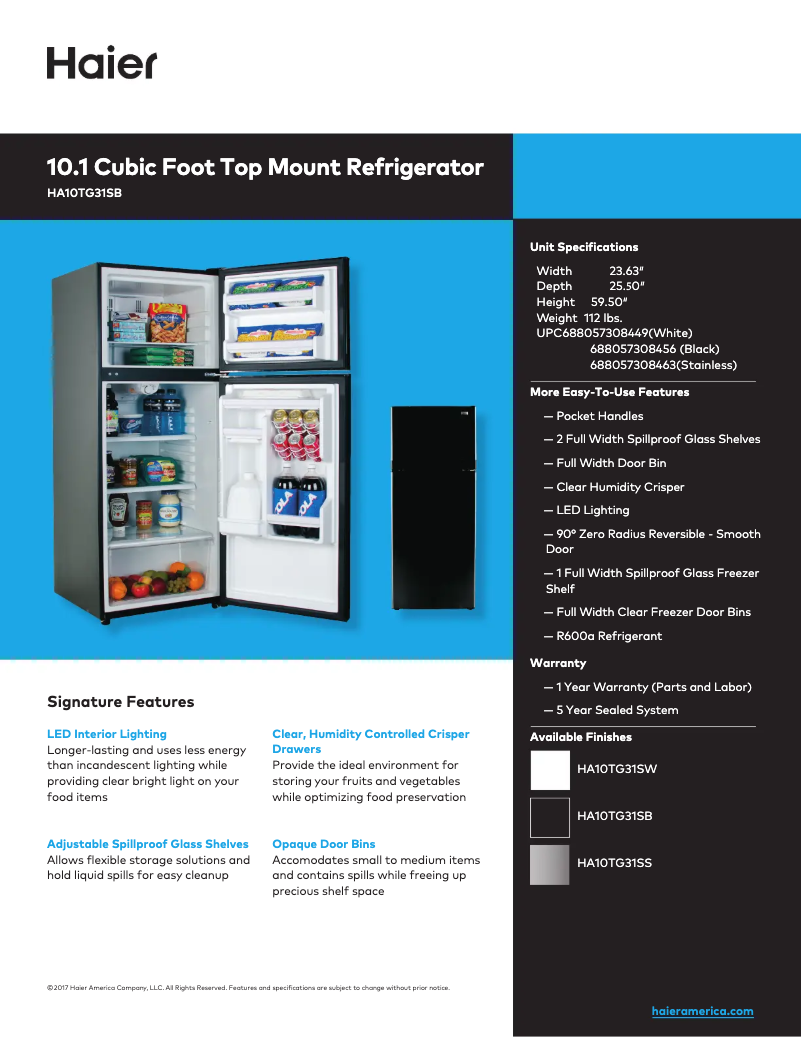 Página 1 del manual Ficha técnica Haier HA10TG31SB