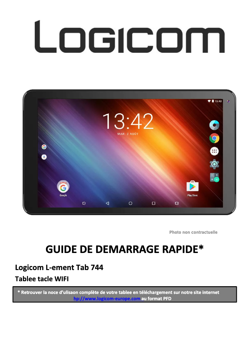 Imagen de la primera página del manual del dispositivo L-Ement Tab 744