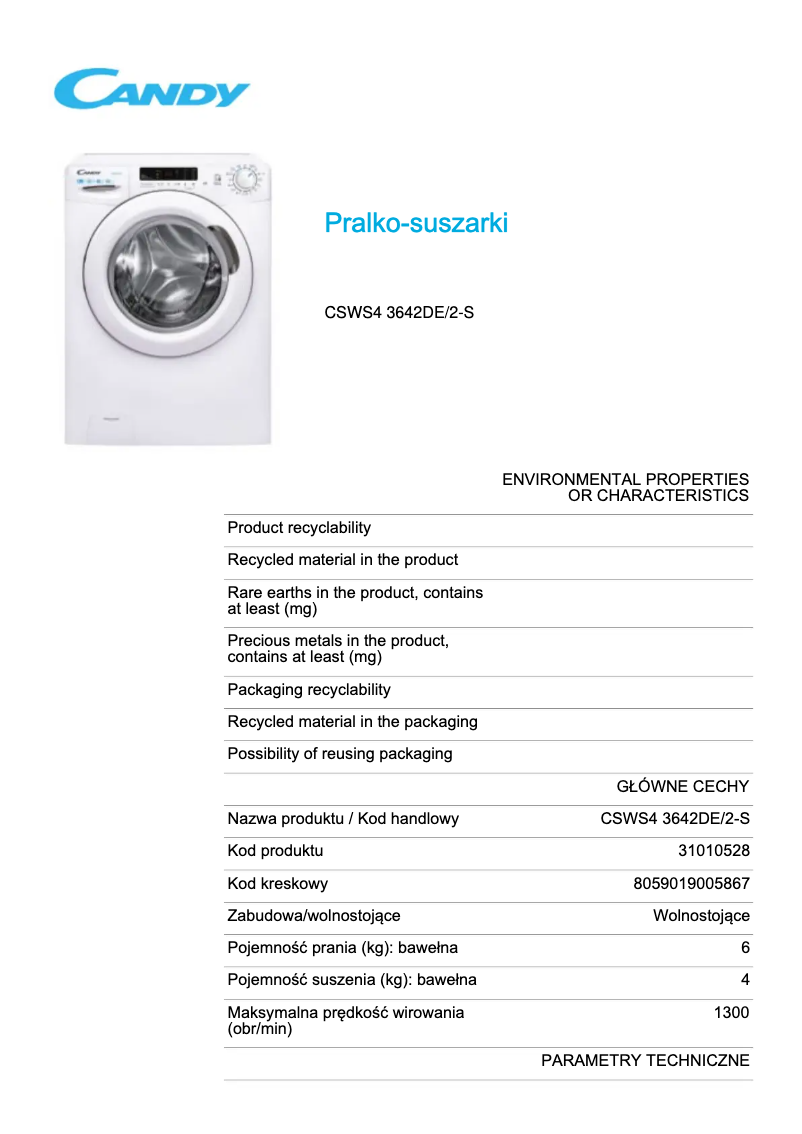 Imagen de la primera página del manual del dispositivo CSWS4 3642DE/2-S