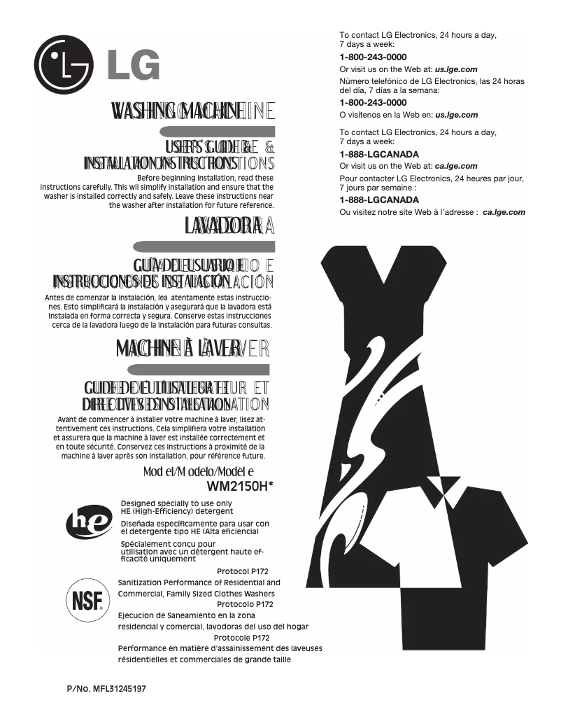 Página 1 del manual Manual de usuario LG WM2150HT