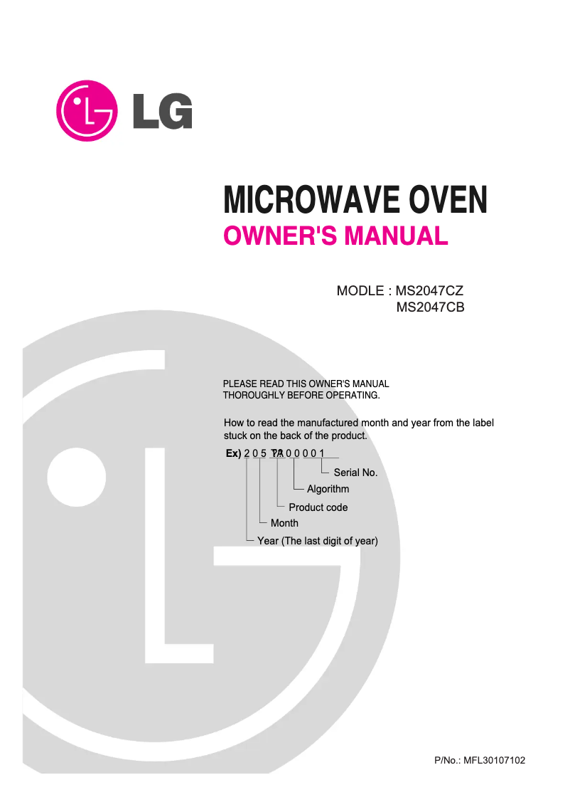 Página nº 1 - Manual de usuario LG MS1947CZ