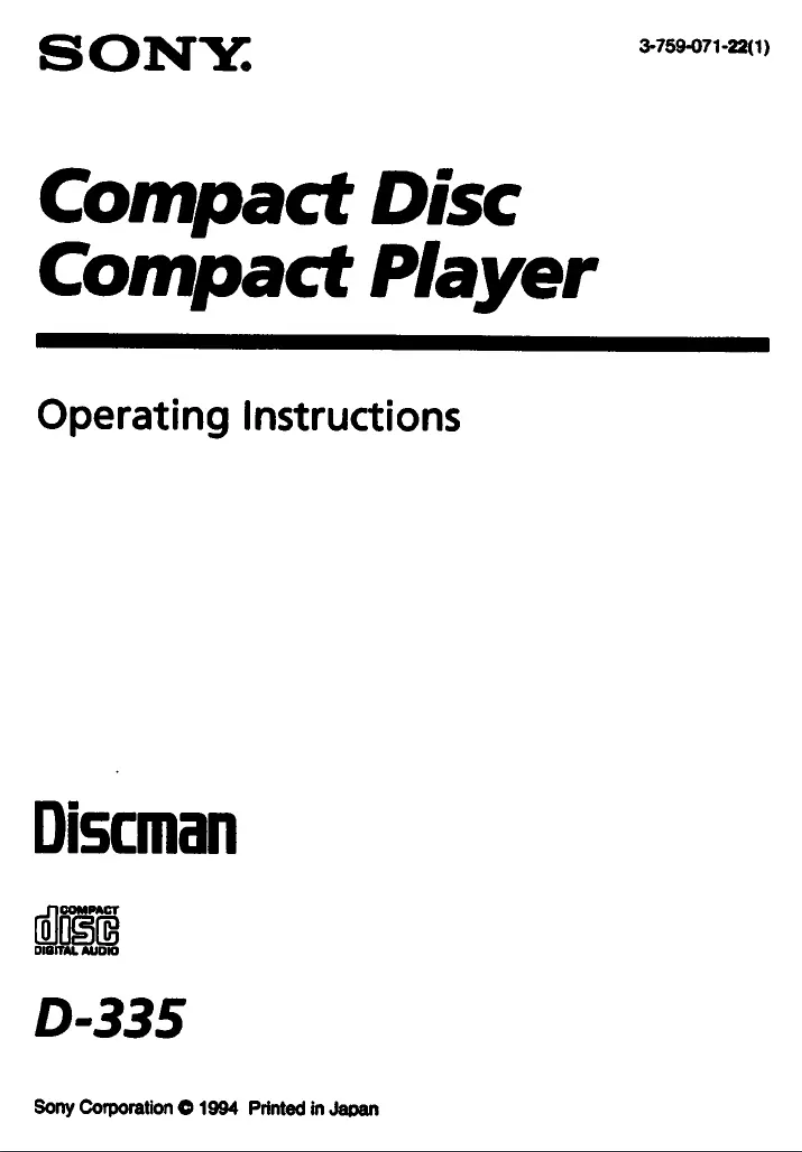 Imagen de la primera página del manual del dispositivo Discman D-335