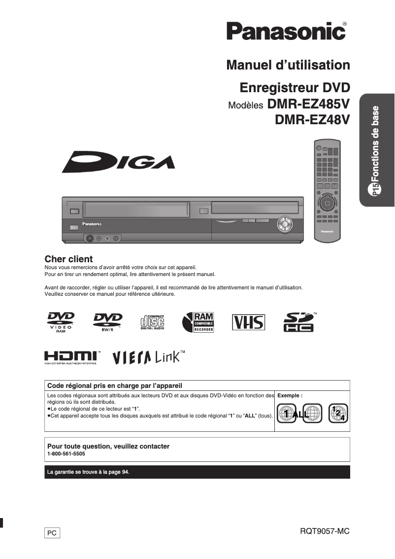 Página nº 1 - Manual de usuario Panasonic DMR-EZ48