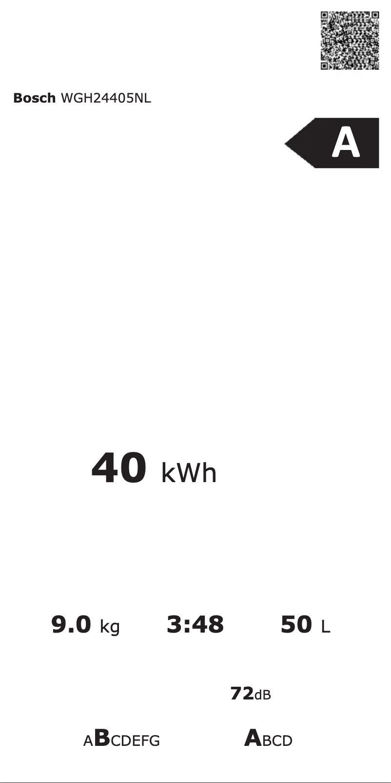 Página nº 1 - Etiqueta energética Bosch WGH24405NL