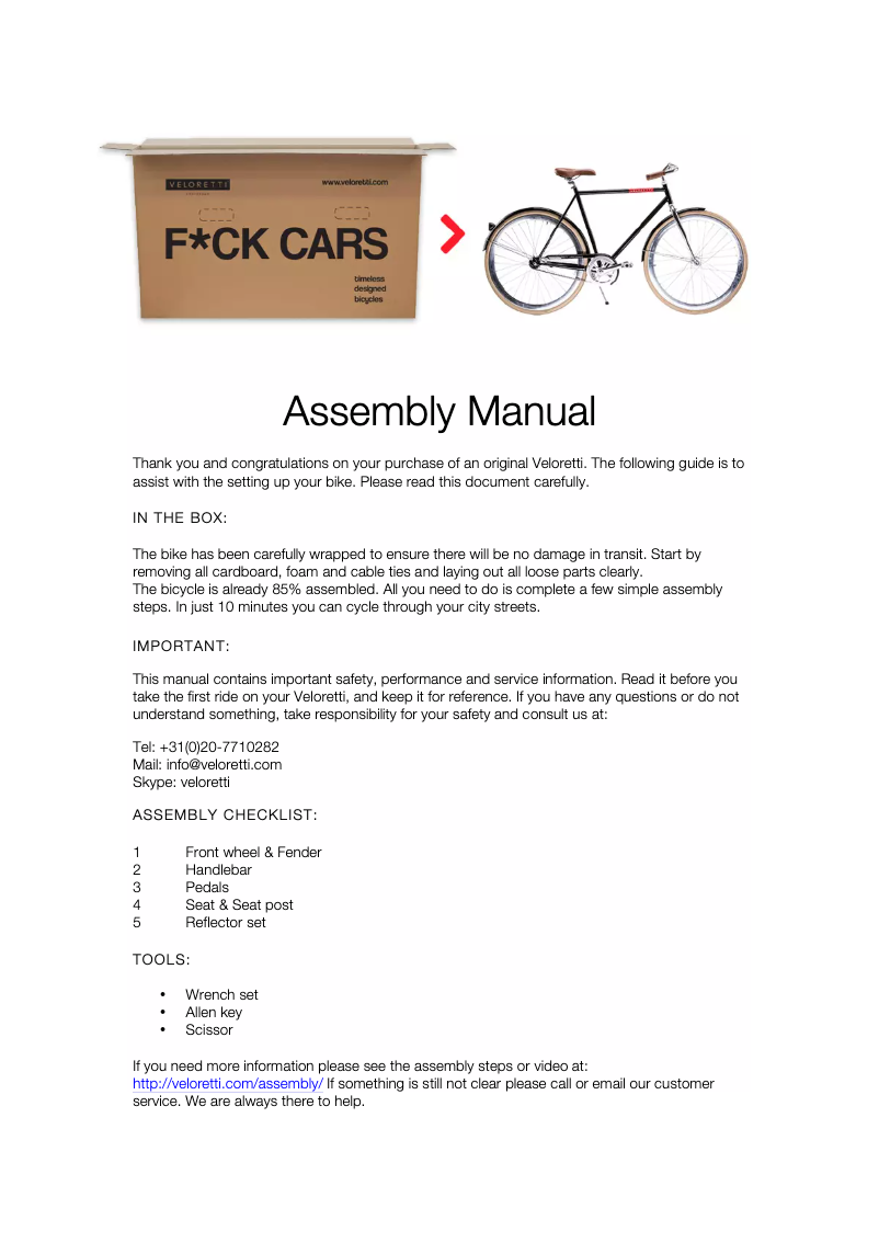 Página 1 del manual Manual de usuario Veloretti V1