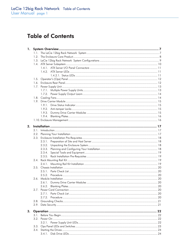 Imagen de la primera página del manual del dispositivo 12big Rack Network