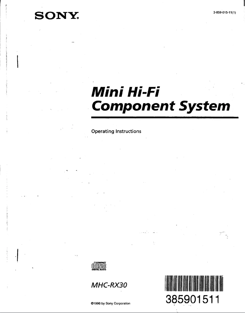 Imagen de la primera página del manual del dispositivo MHC-RX30