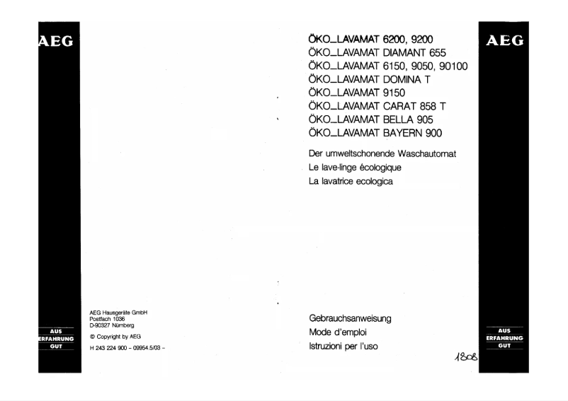 Imagen de la primera página del manual del dispositivo OKO Lavamat 90100