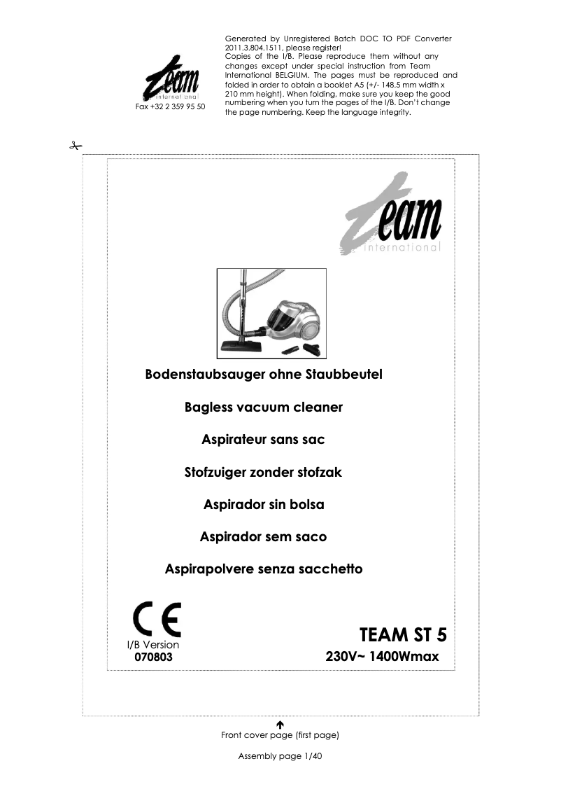 Imagen de la primera página del manual del dispositivo ST 5