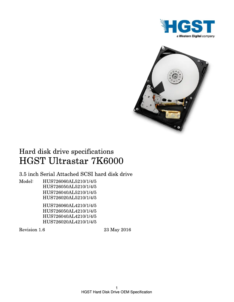 Página nº 1 - Manual de usuario HGST Ultrastar 7K6000