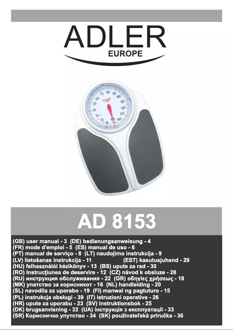 Imagen de la primera página del manual del dispositivo AD 8153