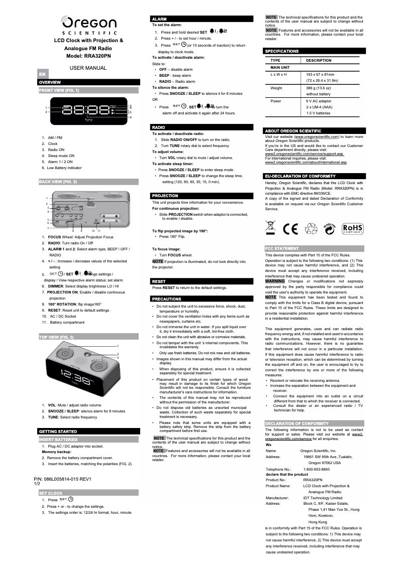 Página 1 del manual Manual de usuario Oregon Scientific RRA 320PN