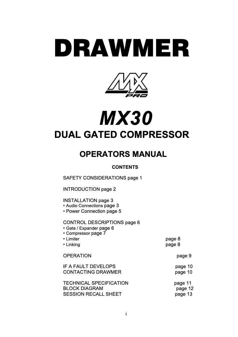 Imagen de la primera página del manual del dispositivo MXPRO-30