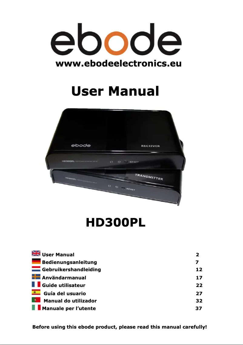 Imagen de la primera página del manual del dispositivo HD300PL