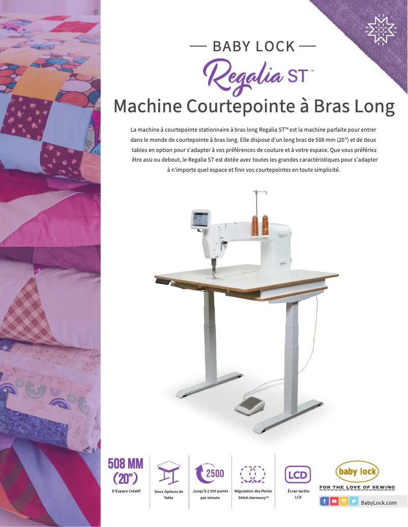 Página 1 del manual Ficha técnica Baby Lock Regalia ST