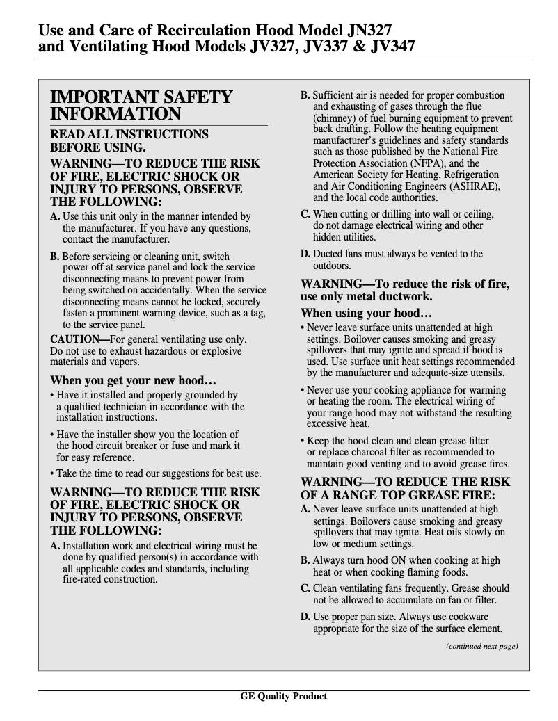 Imagen de la primera página del manual del dispositivo JV337XWH