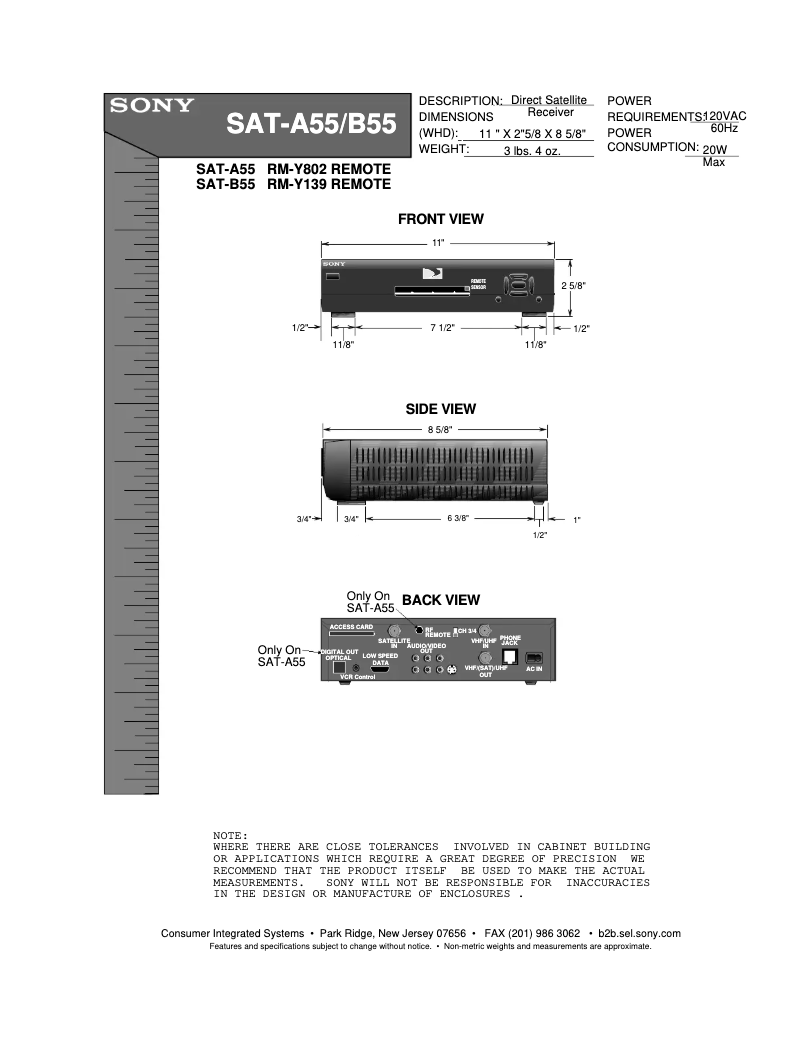 Imagen de la primera página del manual del dispositivo SAT-B55