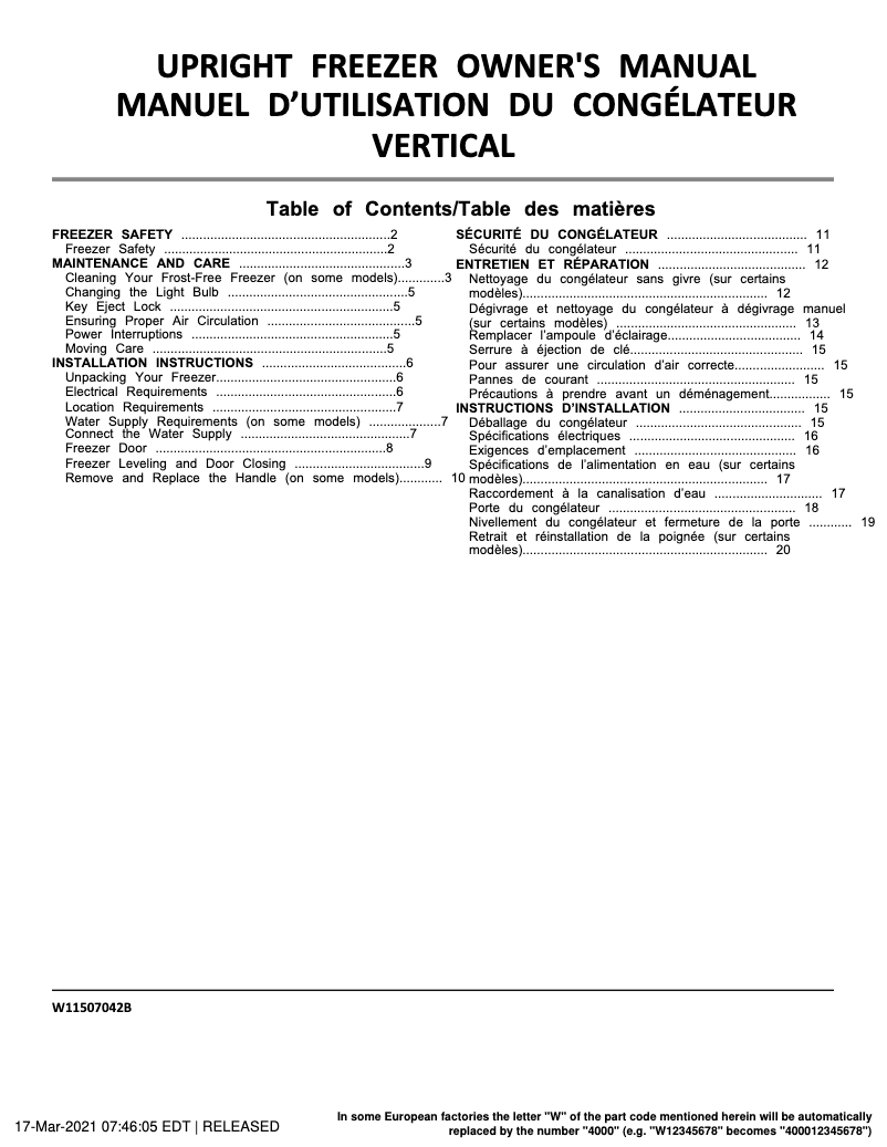 Página 1 del manual Guía de instalación Maytag MZF34X20D