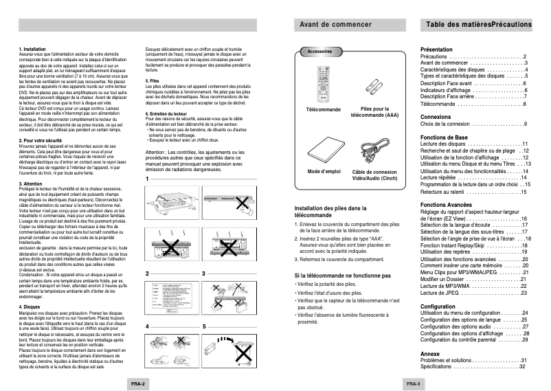Página 1 del manual Manual de usuario Samsung DVD-P147