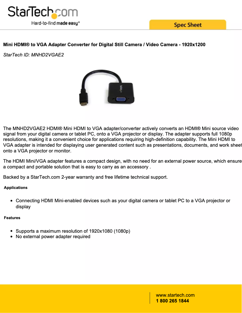 Página 1 del manual Manual de instrucciones StarTech.com MNHD2VGAE2