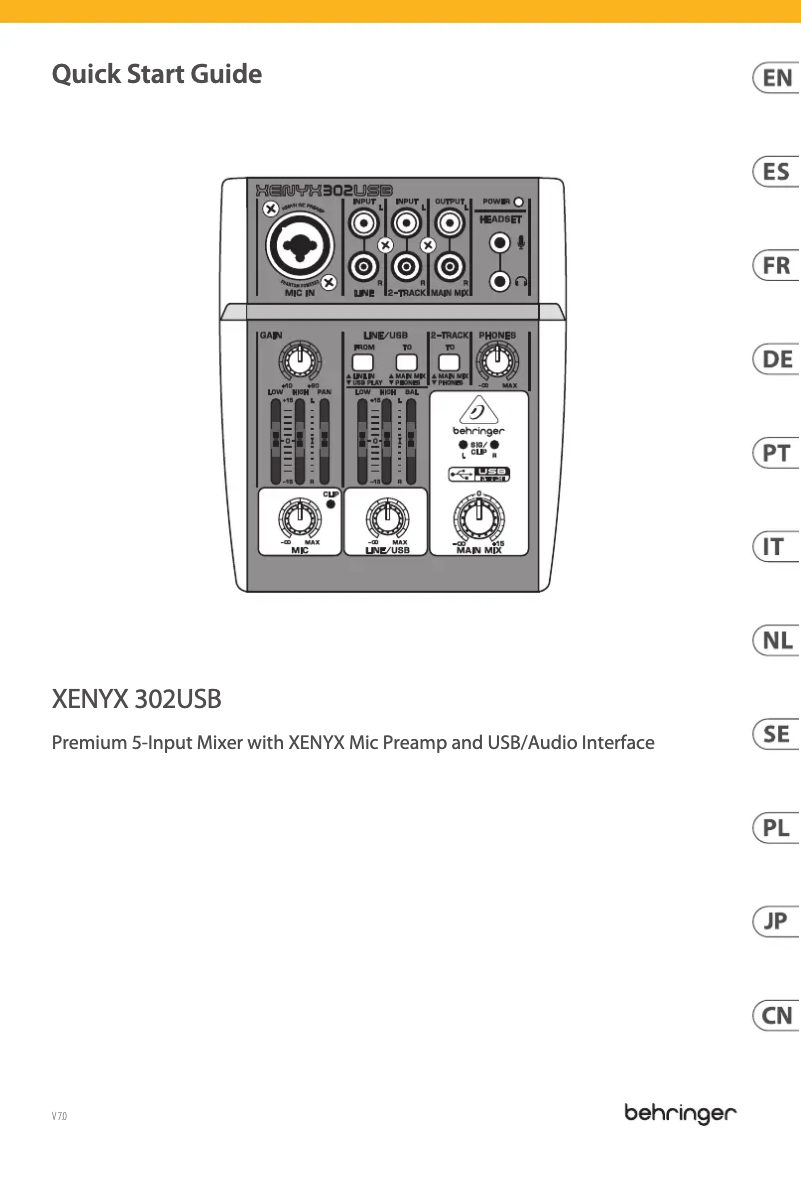 Página 1 del manual Guía de inicio rápido Behringer Xenyx 302USB