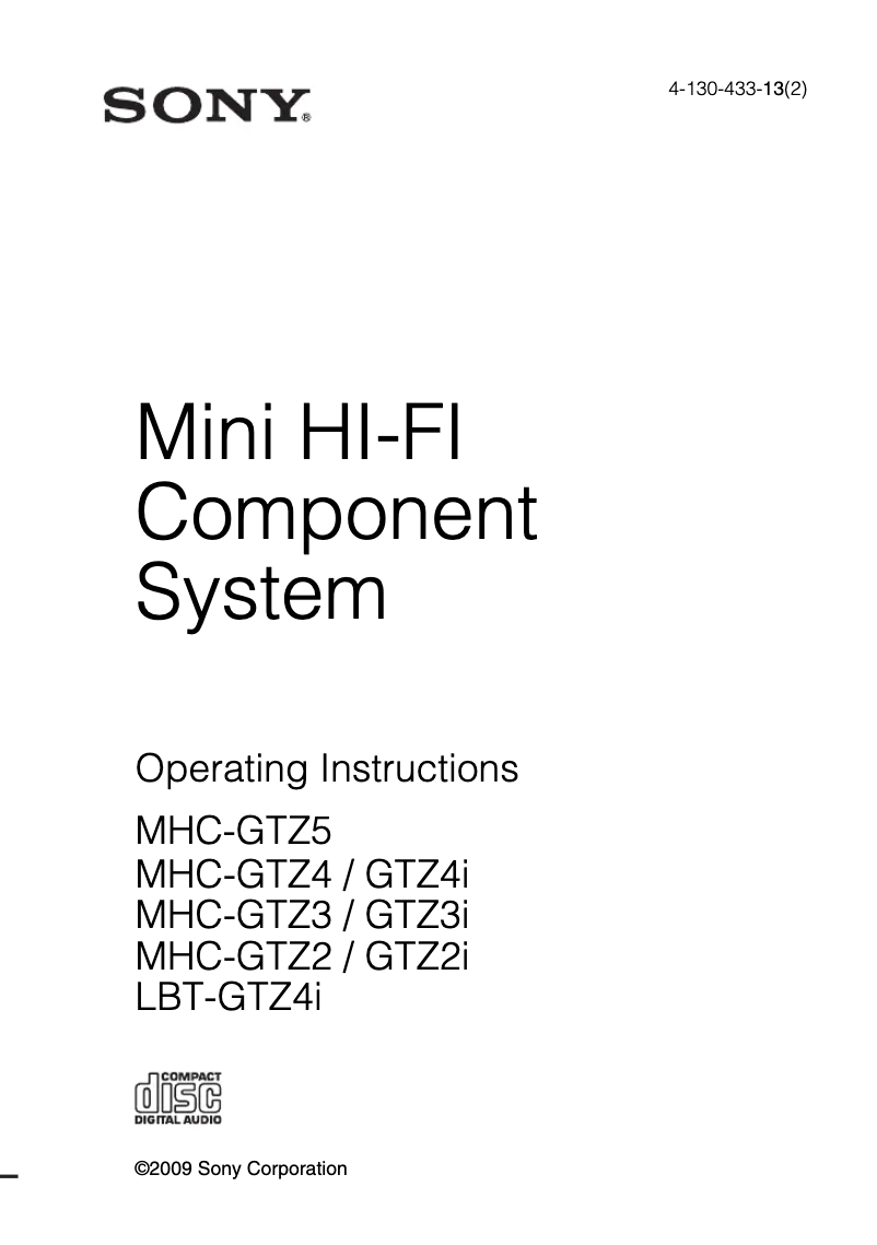 Imagen de la primera página del manual del dispositivo MHC-GTZ3