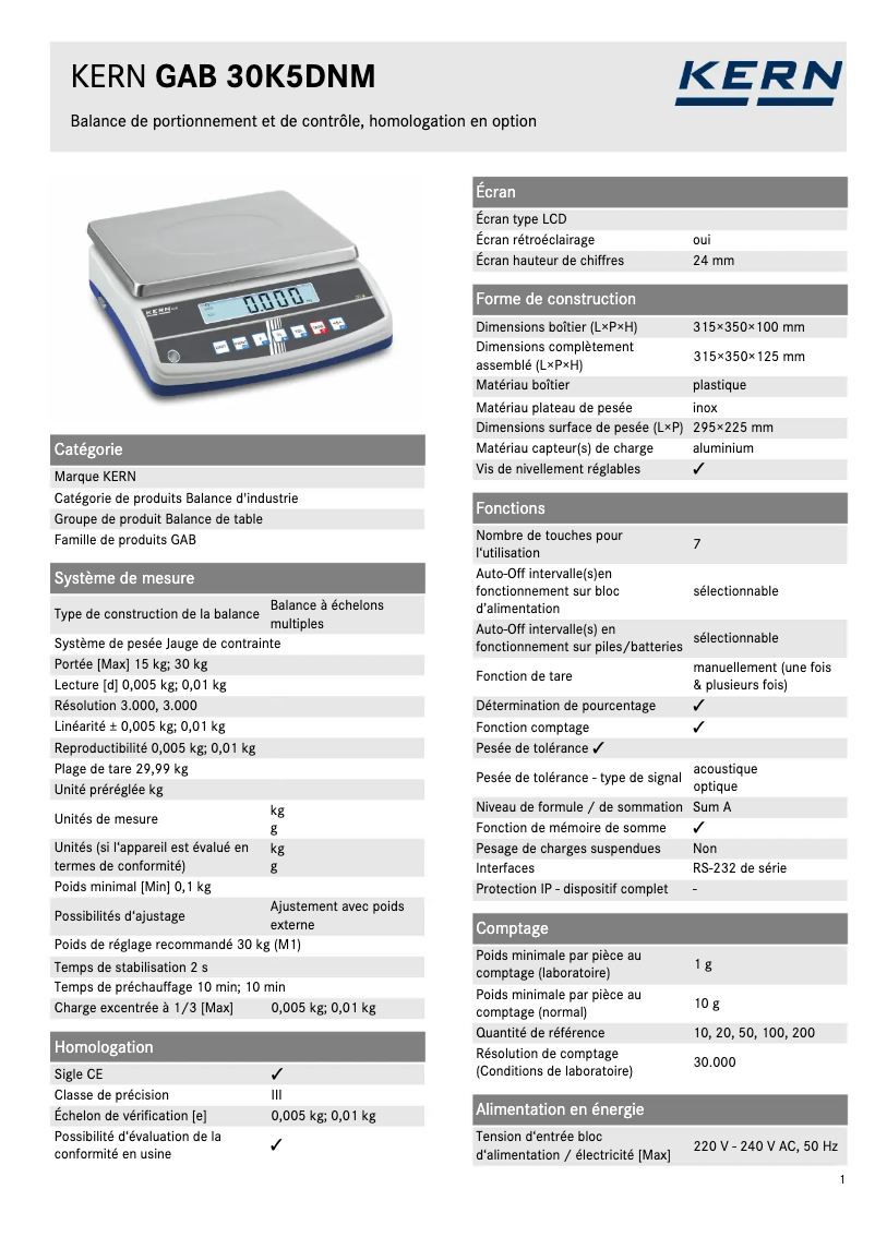 Imagen de la primera página del manual del dispositivo GAB 30K5DNM