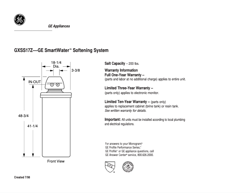Imagen de la primera página del manual del dispositivo GXSS17Z