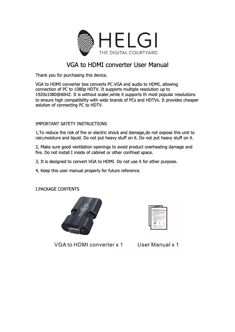 Imagen de la primera página del manual del dispositivo HLG0350MINI