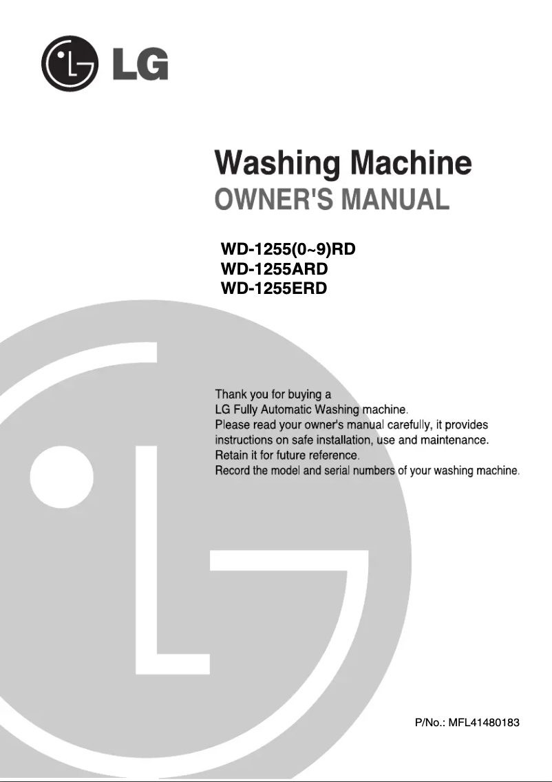 Página nº 1 - Manual de usuario LG WD-1255ERD