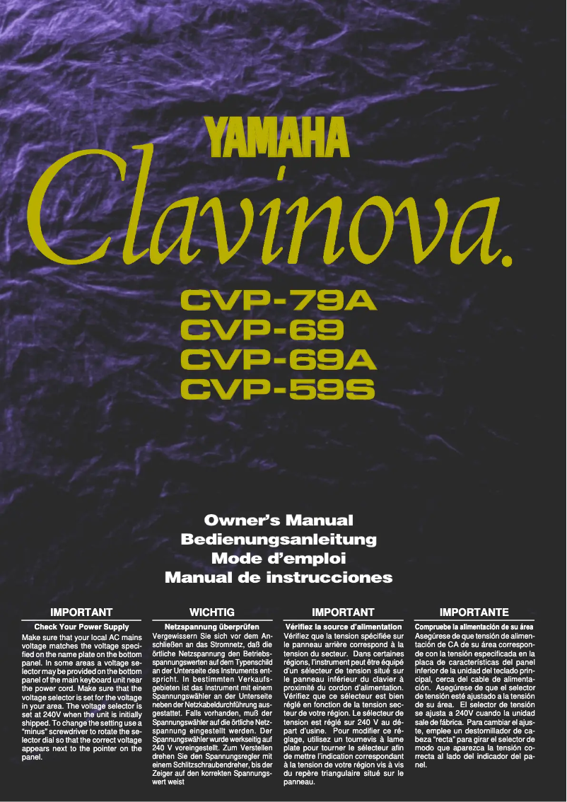 Imagen de la primera página del manual del dispositivo Clavinova CVP-69A