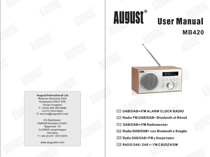 Página 1 del manual Manual de usuario August MB420