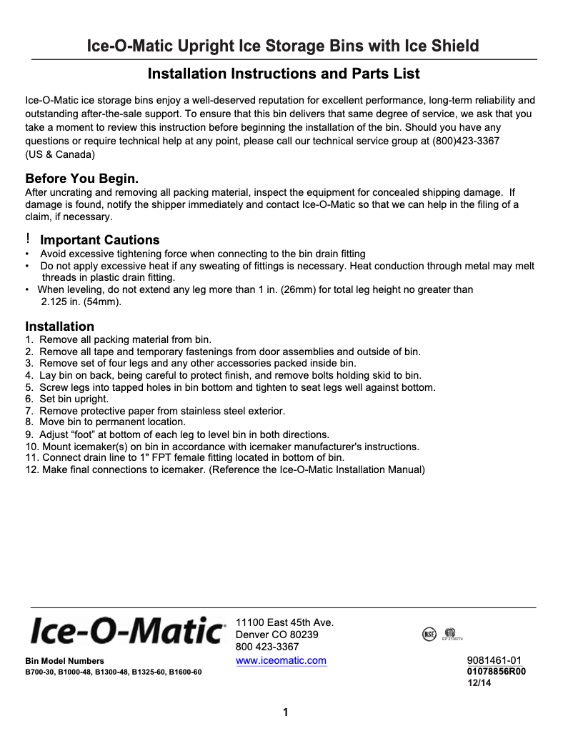 Página nº 1 - Manual de usuario Ice-O-Matic B25PP