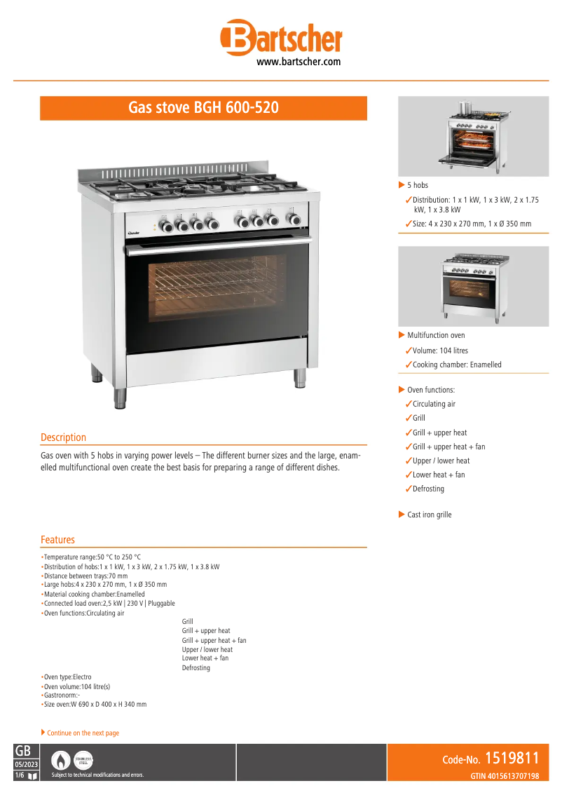 Imagen de la primera página del manual del dispositivo BGH 600-520