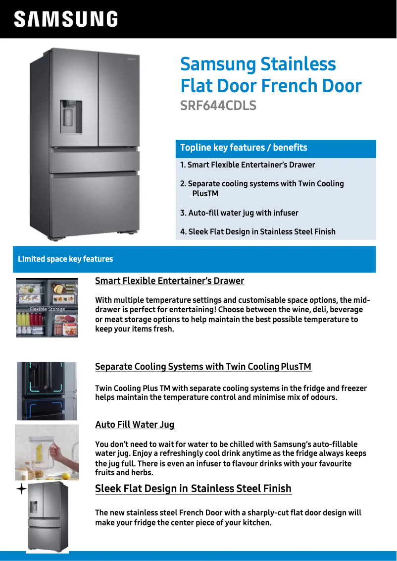 Página 1 del manual Ficha técnica Samsung SRF644CDLS