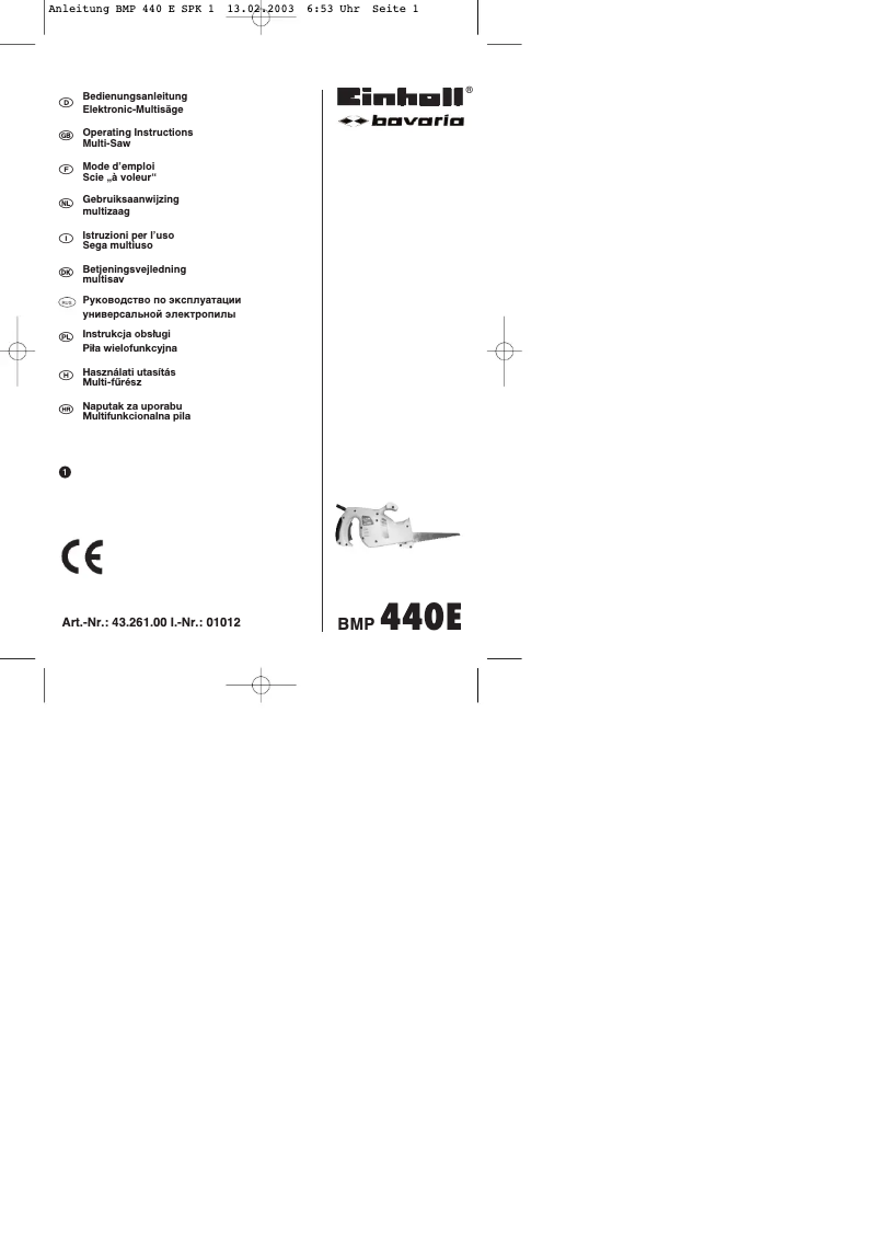 Página 1 del manual Manual de usuario Einhell Bavaria BMP 440