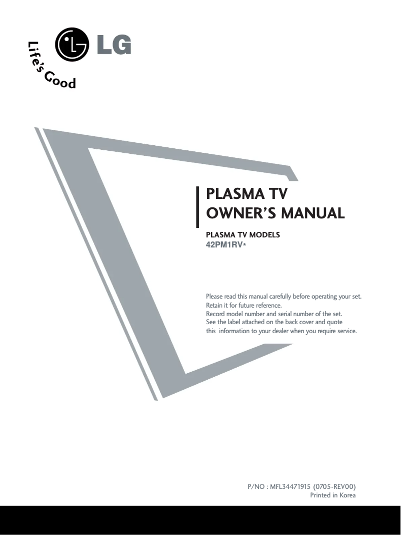 Página nº 1 - Manual de usuario LG 42PM1RV