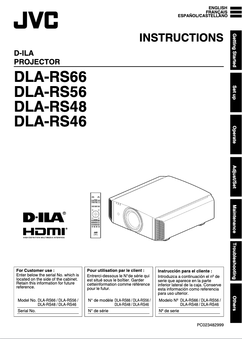 Página 1 del manual Manual de usuario JVC DLA-RS56