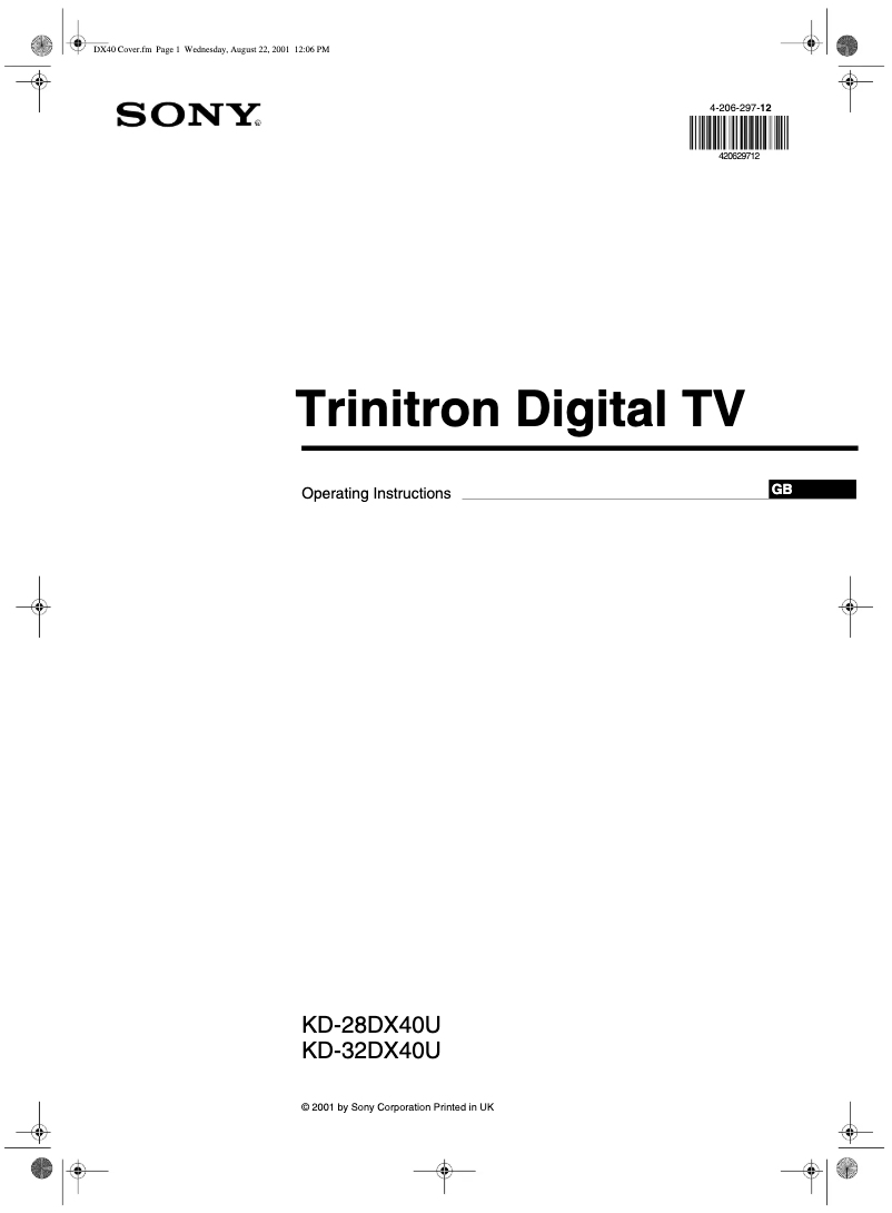 Imagen de la primera página del manual del dispositivo KD-28DX40U