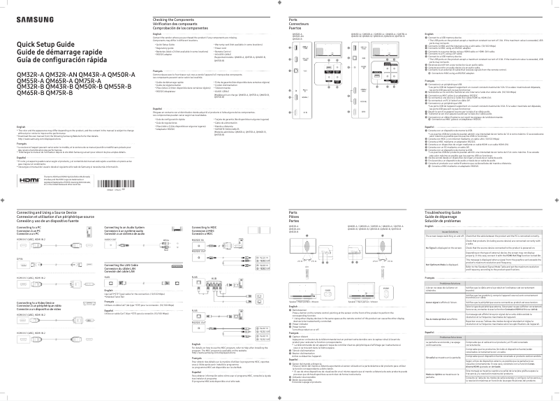 Página 1 del manual Guía de inicio rápido Samsung QM55R