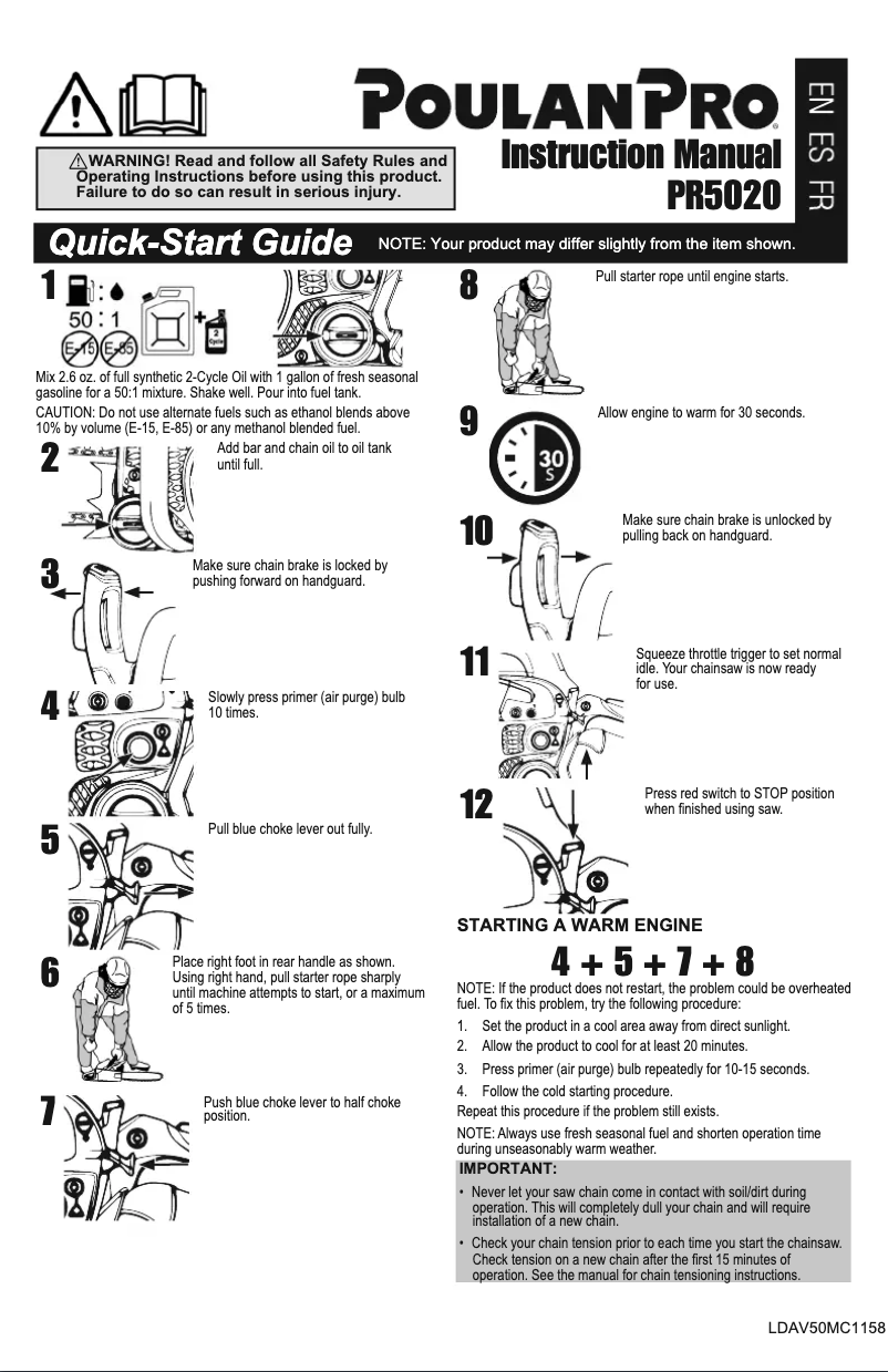 Página 1 del manual Manual de usuario Poulan Pro PR46BT