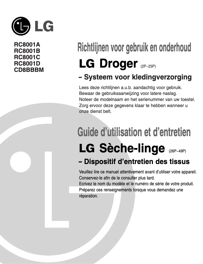 Imagen de la primera página del manual del dispositivo RC8001D